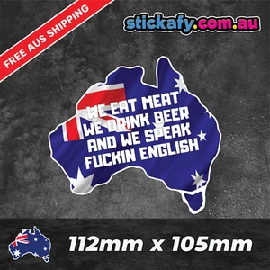 Eat Meat Drink Beer Sticker Funny Laptop Car Window Bumper 4x4 Ute JDM Decal 4wd - Picture 1 of 4
