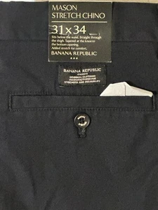 Banana Republic Mason Chino Hose Herren 31x34 marineblau gestretch konisch #124-05 - Bild 1 von 4
