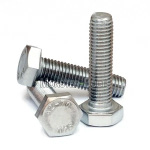 M4-0.70 x 10mm  Stainless Steel Hex Cap Bolt / Screw, Coarse DIN 933 Tap A2 18-8 - Picture 1 of 2