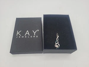 KAY JEWELERS Blue & White Diamond Cluster Triple Loop PENDANT & CHAIN Sterling - Picture 1 of 7