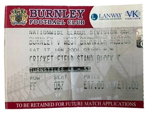 BURNLEY V WEST BROMWICH ALBION - MATCH TICKET - DIVISION ONE - 17/1/2004 - Picture 1 of 1