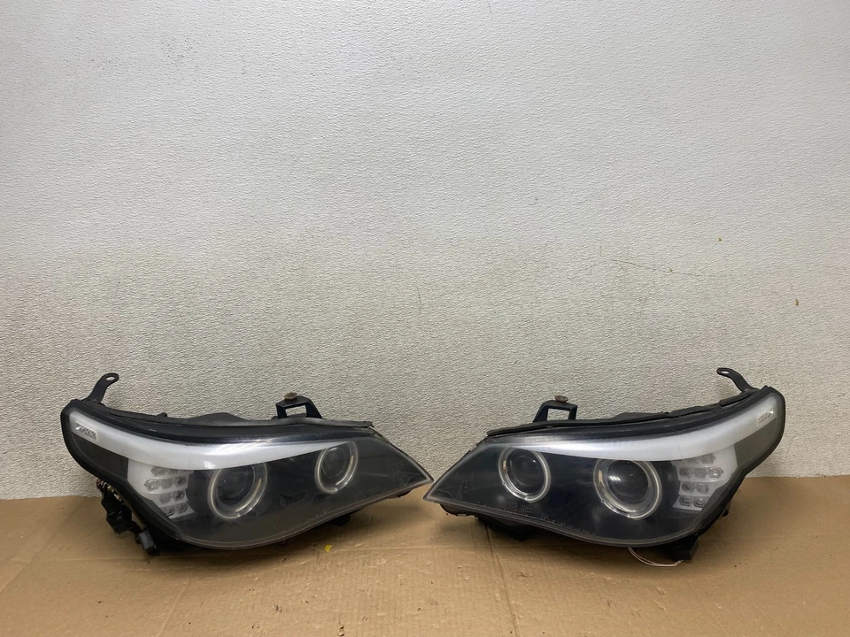 2004- 2007 Bmw 5 Series 535I 550I LED Right+Left Set Black Headlights T5664 DG - Image 1 of 4