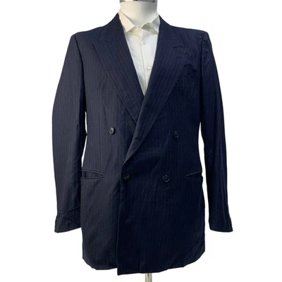 Hugo Boss Zweireiher Nadelstreifen Blazer Klassisch Blau Herren 42R - Bild 1 von 4