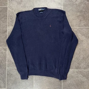 Ralph Lauren y2k Knit Sweatshirt Jumper Pullover Polo Mens Navy - size XXL - Picture 1 of 8