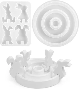Silikonformen Gießformen Ostern Hase Kaninchen 3D Kerzenhalter Tablett 5st - Bild 1 von 12