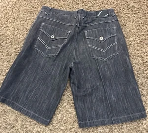 Knockout Denim Y2K Jeansshorts schwarz Baggy Hip Hop Streetwear Herren Größe 38x13 - Bild 1 von 7