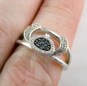 Disney Treasures Lilo and Stitch Sterling Silver London Blue Topaz Diamond Ring - Picture 1 of 15