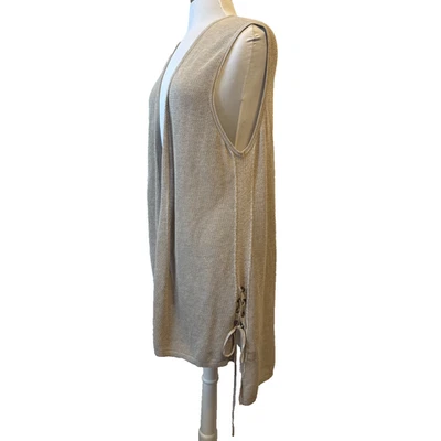 Chaleco cárdigan Lane Bryant Plus 18/20 tejido abierto con cordones boho tostado occidental para mujer Foto 1 de 4