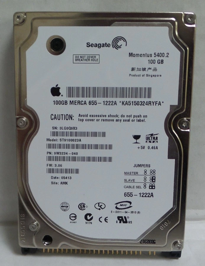 Apple by Seagate ST9100823A 100GB 5400RPM 2.5" IDE Hard Drive (655-1222A) - Image 1 of 1