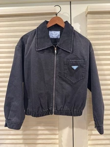 NEW! AUTHENTIC Prada Blouson Denim Jacket Black, Size M - Picture 1 of 12