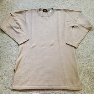 Elizabeth New York Pure Cashmere Sweater Women Size S Tan Long Sleeve Tunic - Picture 1 of 6