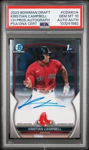 2023 Bowman Draft Chrome Prospect Auto Kristian Campbell #CDAKCA PSA 10 Auto A - Foto 1 di 2