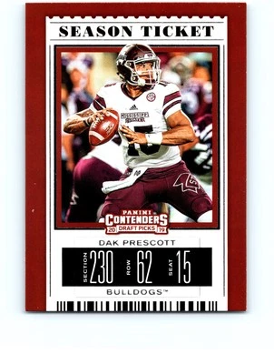 Dak Prescott #25 Mississippi State Bulldogs 2019 Panini Contenders NM/NM+ - Image 1 of 2
