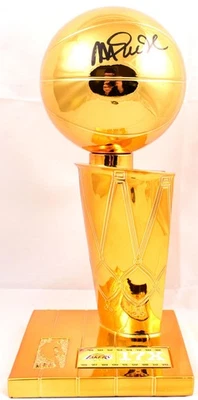 Magic Johnson Los Angeles Lakers Autographed 12'' Mini NBA Trophy-Beckett W Holo - Image 1 of 4