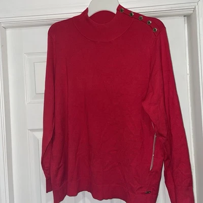 Suéter Calvin Klein Feminino Tamanho XL Gola Tartaruga com nervuras Malha Manga Longa Botões  - Imagem 1 de 4