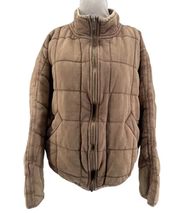 Free People Women's Tan Dolman Quilted Knit Zip-Up Jacket Size Small - Picture 1 of 4