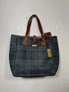 Vintage Polo Ralph Lauren Blackwatch Plaid Green Tote Bag Tartan Plaid Unisex - Picture 1 of 17