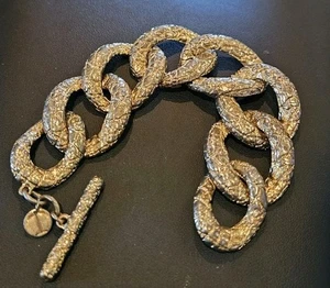 Textured Gold Plated Large Link Bracelet, 8 Inches - Picture 1 of 1