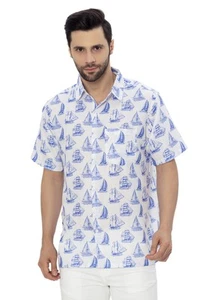 HAPPY BAY Men's Hawaiian Shirt Fashion Button Down Short Sleeves Holidays Aloha - Picture 1 of 3