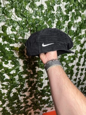 Vintage 90s Nike Mens L Golf Newsboy Cap Cabbie Black Corduroy Made In USA - Image 1 of 4