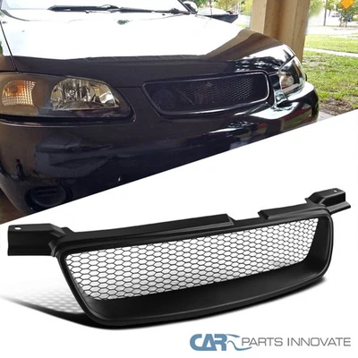 Fits 00-03 Sentra Sedan JDM Black ABS Front Bumper Mesh Upper Hood Grille - Image 1 of 4