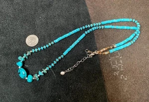 Collar étnico genuino turquesa heishi / pepita/22-24" (t700b-w0.5) - Imagen 1 de 1
