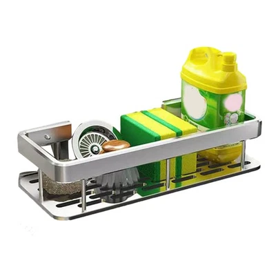 Kitchen Sink Rack Organizer Kitchen Sink Sponge Holder with Self-draining Tray - Image 1 of 4