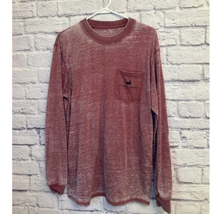 Southern Marsh Long Sleeve T-Shirt Pocket Dog Graphic Burgundy Mens Size M - Picture 1 of 6