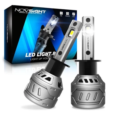 NOVSIGHT Super Bright 60W LED Headlight Bulbs H1 High or Low Beam Error Free - Image 1 of 4
