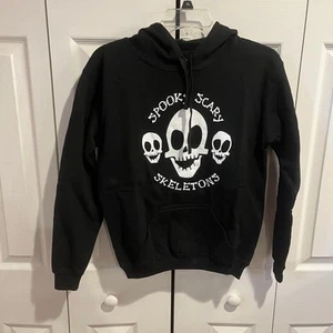Spooky Scary Skeletons Hoodie Black White Kids Large - Picture 1 of 4