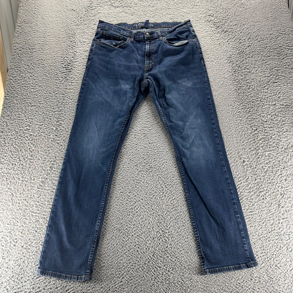 U.S. Polo Assn. Jeans Mens 36x32 Blue Dark Wash Cotton Stretch Slim Straight Fit - Image 1 of 4