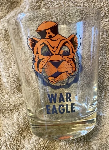 Vintage 1970s Auburn University Aubie Glass Tumbler Cover
