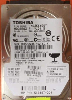 ⭐️⭐️⭐️⭐️⭐️ HDD Hard Drive SATA Laptop 2.5" Toshiba MK2556GSY 250GB FW: A0/LH003C - Image 1 of 3