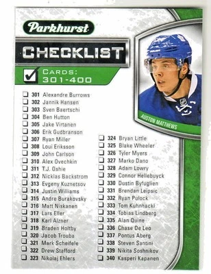 2016-17 Parkhurst #400 AUSTON MATTHEWS CHECKLIST RC Maple Leafs QTY AVAILABLE - Image 1 of 4