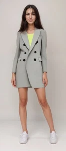 Zara Manteco grau Wollmischung langer Erbsenmantel Small - Bild 1 von 6