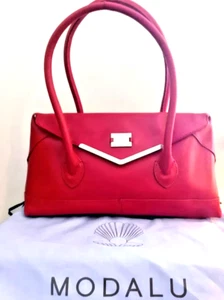 Modalu Red Handbag Swing Leather Handbag Eton Shoulder Bag New With Dust Bag - Picture 1 of 8
