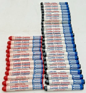 (36) KESON LUMBER CRAYONS (12) RED HD54R & (24) BLACK HD54BLK 4.5" LONG - Picture 1 of 23