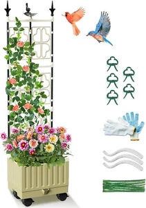 Raised Garden Bed Planter Box with Trellis, 62" Self Watering Planter Trellis fo - Picture 1 of 9