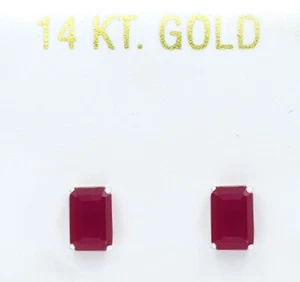 GENUINE 1.30 Cts RUBY STUD EARRINGS 14K WHITE GOLD - Free Appraisal Service - Picture 1 of 10