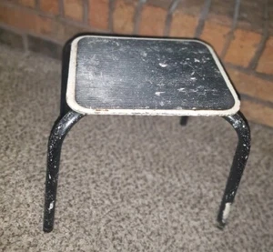 COMFORT LINE VTG Antique Rugged Metal FOOT STOOL w/Flared Legs & Non Slip Top! - Picture 1 of 5