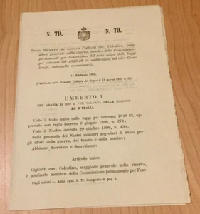 Namensdekret Cigliutti Cav. Celestino Generalmajor in Reserve 1900 - Bild 1 von 1
