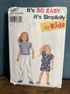 Uncut Simplicity Pattern #9467 - Girls Shirts/Pants/Shorts- Easy Kids Size 2-6x - Picture 1 of 2