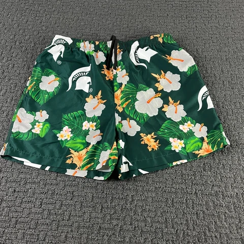 Michigan State Spartans Swim Trunks Mens 2XL Green Floral Bathing Suit NCAA Cover