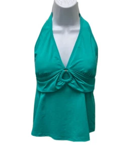 LANDS END Women’s Sz 4 Tankini Halter Swimsuit Top Bathing Suit Sea Green NWT - Picture 1 of 7