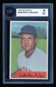 Rocky Bridges/328/475 Assists 1954 Bowman #156B Cincinnati Reds KSA 5 EX - Picture 1 of 2