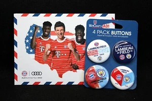 Bayern Munich vs Manchester City at Lambeau Field 4-Pack Button Pin Set by WinCr - Picture 1 of 4