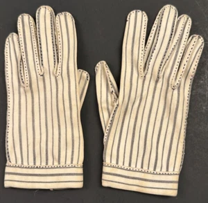 Hermes Vintage 1950s Gloves Wear-Right Grey Striped Size 6 1/2 Free Shipping - Picture 1 of 7