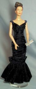 Midnight Blue Velvet FM Diana Gown formal dress fit 16in fashion doll Tyler Alex