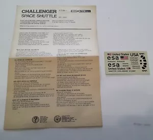 Monogram SnapTite #6911 1:200 Challenger Spacecraft Instructions and Decals - Picture 1 of 2