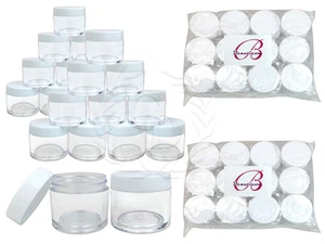 24 Pieces 30 Gram/30ml Plastic Clear Sample Jar Containers with White Flat Lids - Picture 1 of 1